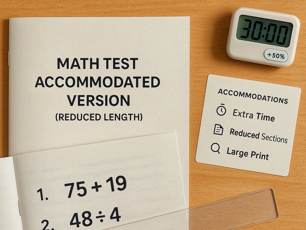 Student taking a math test